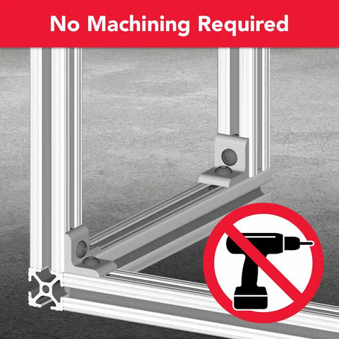 Beefy Two Hole Inside Corner Bracket For T Slot Aluminum Extrusions, 90 Degree Angle Clamp, Clear Anodized Finish, No Machining Required