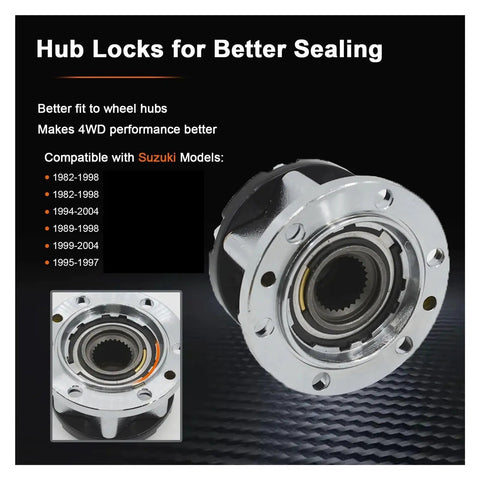 Heavy Duty Mechanical Hub Assembly For Suzuki Jimny Vitara Sierra 26 Spline Wheel Locking Bearing Upgrade with chrome finish and gear opening.