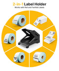 Thermal Label Holder For Rolls And Fan Fold Labels Desktop Label Dispenser For Thermal Printers Office And Home Must Have Wide Compatibility With Roll Labels Up To Four Point Seven Six Inch Wide And Six Inch Outer Diameter Black, black 2-in-1 desktop holder