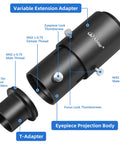 1.25 Inch Extendable Camera Adapter for Prime Focus or Eyepiece Projection Astrophotography with refractors and reflector telescopes