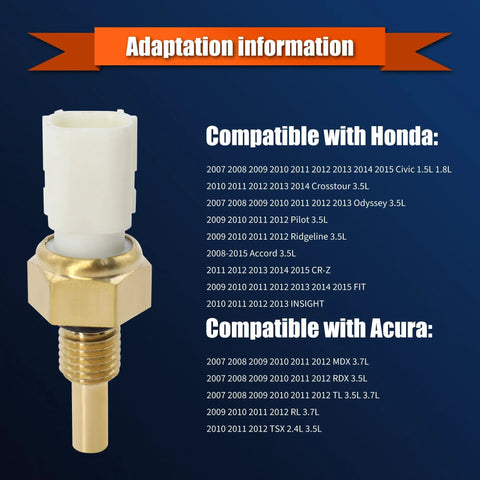 HiSport engine coolant temperature sensor with brass threaded shaft and white plastic connector.