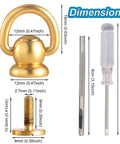Dimensions of 4Pcs Brass D Rings For Purses Rotatable Bag Strap Hardware With 360 Degree Ball Studs And Screws Leather Craft Kit