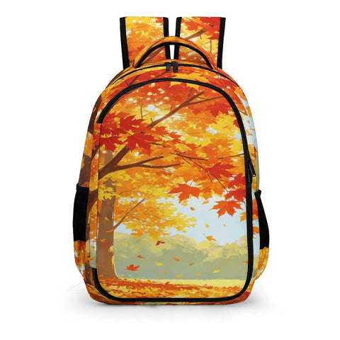 Fall Drifting Maple Leaf Print Backpack For Unisex Use Large Capacity Daypack Made From Durable Polyester Breathable Easy Clean Fabric With Smooth Zipper
