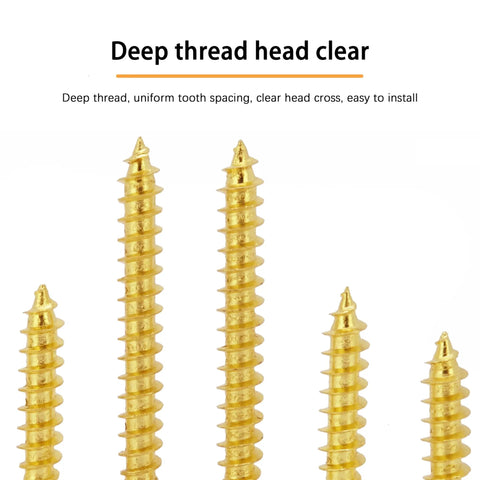 Top Shelf Brass Plated Wood Screws For Number 4 X Three Quarters Inch Truss Head Phillips Drive Fasteners, Self Tapping Screw For Woodwork, Tough Carbon Steel Core, Smooth Driving Every Time, Knockout Hardware Staple in varying lengths with deep threads.
