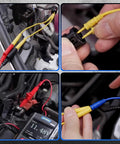 Pro Grade 76 Piece Automotive Test Lead Kit for Multimeters and Electrical Troubleshooting in use with clips and probes