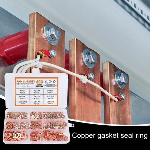 Copper Metric Sealing Washers For Oil Drain Plug 400 Pieces Crush Washer Kit on organizer with assorted copper washers
