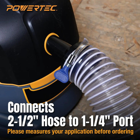 Two And A Half To One And A Quarter Inch Dust Hose Reducer For Dust Collection Systems Black Pro Grade Durability Easy Slip Fit