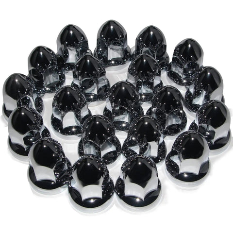 33mm Chrome Lug Nut Covers Push On For Semi Trucks ABS Chrome Plastic Bullet Flanged Lug Nut Covers Pack Of 20 Rustproof