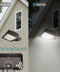 Built Tough Adjustable 150W LED Flood Light With Dusk To Dawn Photocell mounted on building, auto on-off feature