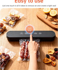 Compact Four In One Vacuum Sealer For Food With Digital Timer And 100W Motor in use sealing sausage in vacuum bag