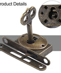 Set Of Five Antique Furniture Locks For Cabinets And Drawers With Old School Vibe Vintage Wood Box Lock With Key close-up view