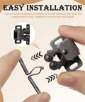 Double Roller Catch Cabinet Latches Set For Cupboard Drawer Closet shown in easy installation process