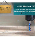 Three Eighths Inch Shank Compression CNC Router Bits Carbide Spiral End Mill Up and Down Cut Nano Blue Coated in use.