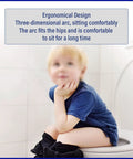 Child demonstrating ergonomic comfort on Top Shelf Square Soft Close Toilet Seat With Silent Glide Lid And Adjustable Swivel Hinges Tool Free Setup Secure Mount Durable White High Gloss Finish.