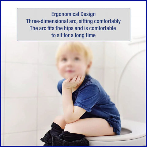Child demonstrating ergonomic comfort on Top Shelf Square Soft Close Toilet Seat With Silent Glide Lid And Adjustable Swivel Hinges Tool Free Setup Secure Mount Durable White High Gloss Finish.