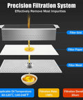 Heavy Duty Commercial Fryer Oil Filter Portable Filtration System 20 Micron Stainless Steel Cooking Oil Purifier Machine With 550W Motor For Kitchens showing filtration setup with oil flowing through filters.