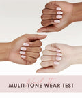 Three hands showing Semi Cured Gel Nail Strips Real Gel Shield For Brittle Nails Waterproof Long Lasting Easy Peel Off Removal Pink Ombre