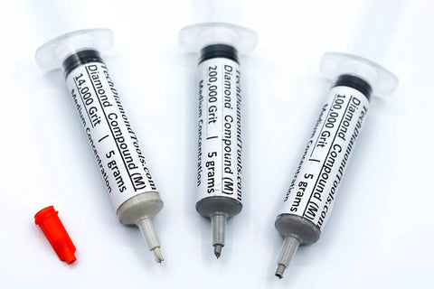 Pro Grade Diamond Polishing Compound Kit, Three Piece Set With 14 000, 100 000 And 200 000 Grits, Oil Based Paste, Syringe Pack, USA Made