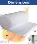 Heavy Duty Ceramic Fiber Blanket 2400F 1 Inch X 24 Inch X 48 Inch Tough As Nails High Temperature Insulation dimensions image