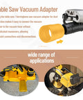 Miter Saw Vacuum Adapter Fits 2-1/2 Inch Outlet To 1-7/8 Inch Shop Vac Hose, 3/5 Inch Miter Saw Outlet To Dust Collection Hose, Works With Dewalt DWE7491RS And Similar Models displayed on table saws with detailed view