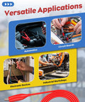 Image showing applications of Back Probe Kit 30 Pcs Automotive Test Leads Bundle for diagnostics in automotive, circuit boards, electronic devices, and workshops.