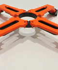 Orange 24 Inch Bolt Template Tool For Nested 24 And 25 Inch Tubes with four arm design and adaptor clip for standard tubing.