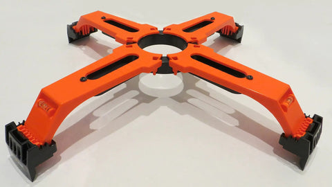 Orange 24 Inch Bolt Template Tool For Nested 24 And 25 Inch Tubes with four arm design and adaptor clip for standard tubing.