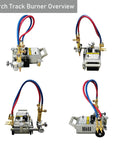 Shop Ready Heavy Duty Dual Track Gas Flame Cutter With Two Six Foot Guide Rails And Solid Grip, overview view from multiple angles.