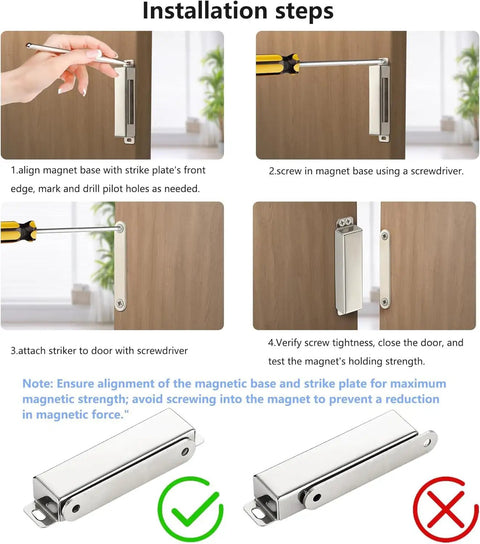 Installation steps for Heavy Duty Pivot Hinge Set With Magnetic Door Catch For Wood Doors And Secret Rooms Offering 360 Spin Capability.