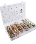 Dowel Pin Set With 50 Pieces And Four Sizes Heavy Duty Safety Spring Pins With Locking Rings in plastic organizer