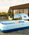 Inflatable Canopy Pool With Shade For Backyard Family Fun Above Ground Portable Pool For Adults And Kids 260x160x68 Cm Blue