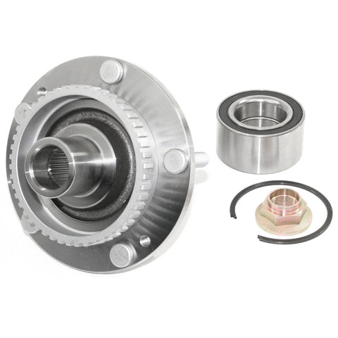 Front Wheel Hub Repair Kit With Bearing, Studs, Snap Ring And Axle Nut, Forged Flange for precise fit shown in detail