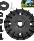 All In One Lawn Mower Blade Replacement Kit With Fan Bolts Nuts And Washers For Dual Blades Fits 21 Inch Mowers Compatible With LM2130SP LM2150SP And LM2160SP No Fuss Easy Install laid out on white background