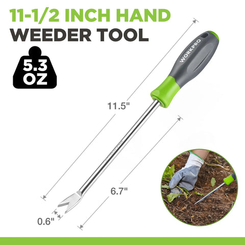 11.5 Inch Dandelion Weeder Puller Tool With Soft Grip Handle Stainless Steel Two Pronged Weeding Fork For Lawn Garden Farmland And Plant Beds Easy Root Removal with ergonomic grip