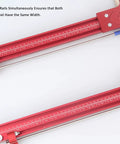 Built Like A Tank Dual Track Saw Parallel Guide System For Dead On Repeat Rip Cuts Heavy Duty Woodworking Jig showing red dual rails. 