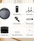 V5s Max Robot Vacuum With Beast Mode 4000Pa Suction Gyroscope Navigation accessories including remote control and charging dock