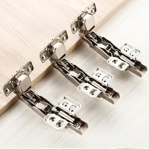 Three Two Piece 165 Degree Hidden Hinges For Face Frame Cabinets, Clip On Plate, Hydraulic Concealed Soft Close, Metal Finish