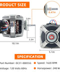 Dimensions and specifications of Drop In Dryer Induction Motor 120V 60Hz 1630 RPM One Third HP Left Hand Thread for Samsung Kenmore.