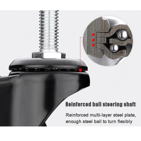 Pro Level 4 Pack Trolley Swivel Caster Wheels With Silent Rubber Brakes And Cushioned Treads Perfect For Furniture Replacement Easy M6 M8 M10 Hardware Hookup Smooth Riding Heavy Duty Rollers