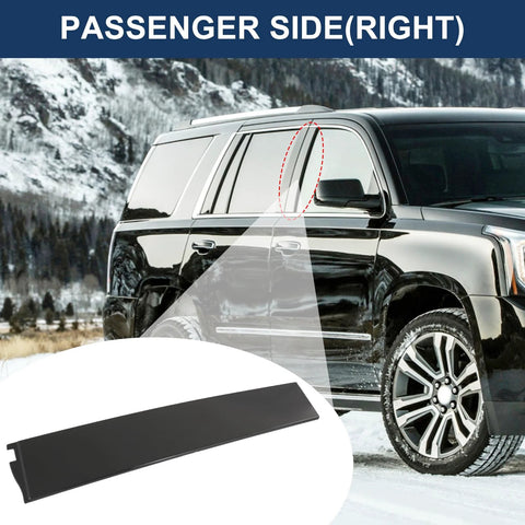 Outer B-pillar window trim molding, right-side, black, for Cadillac Escalade ESV and GM SUVs (2015–2020), 1 pack