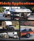 AuraWINS electric trailer brake magnet kit collage; shows multiple trailer and towing setups (boat trailer, RV, truck)
