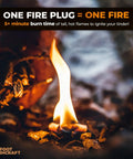 Non Toxic Waterproof Fire Starters Keep It Lit With Five Minute Burn For Emergencies Survival Campfires Fire Pits And Grills Made In The USA 30 Pack For Any Adventure showing a burning fire plug.