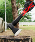 Rugged 15 Inch Camping Axe For Kindling And Wood Chopping With Forged 45 Carbon Steel Head and Non Slip Fiberglass Handle