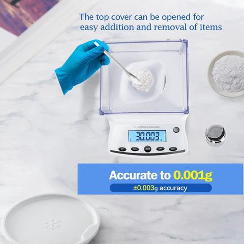 No Nonsense Ultra Precise 500g X 0.001g Pro Grade Analytical Balance Scale With Windshield And RS232 Data Interface in use