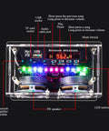 Radio DIY Soldering Kit Dope For Advanced Audio Projects with Transparent Acrylic Speaker Shell showing components inside