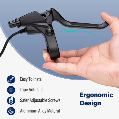 Aluminum Alloy Electric Bike Brake Levers With 3 Pin Male Connectors For BAFANG Mid Drive And Hub Motors, 3.8 Inch Cable, Durable Handlebar Grips, Fits BBS01 BBS02 BBSHD, Easy Install Upgrade