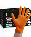 Heavy Duty 100 Count Orange Nitrile Gloves With Thick 8 Mil Industrial Build Featuring Rock Solid Grip And X Large Fit for tough automotive tasks.