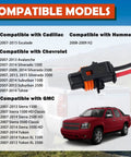 Alternator Pigtail Harness With Terminals 2 Pin Plug OEM 25877026 shown with compatible GM models list and red truck background