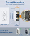 Dimensions of Premium 50 Pack 20 Amp Gfci Outlets Self Test Gfi Receptacles WR Weather Resistant UL Listed for easy installation.