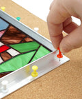 Professional Stained Glass Layout Block System With 80 Push Pins To Keep Your Panels Dead Square and measuring blocks in use.